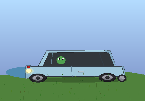 Frogbert's light blue Fiat 500